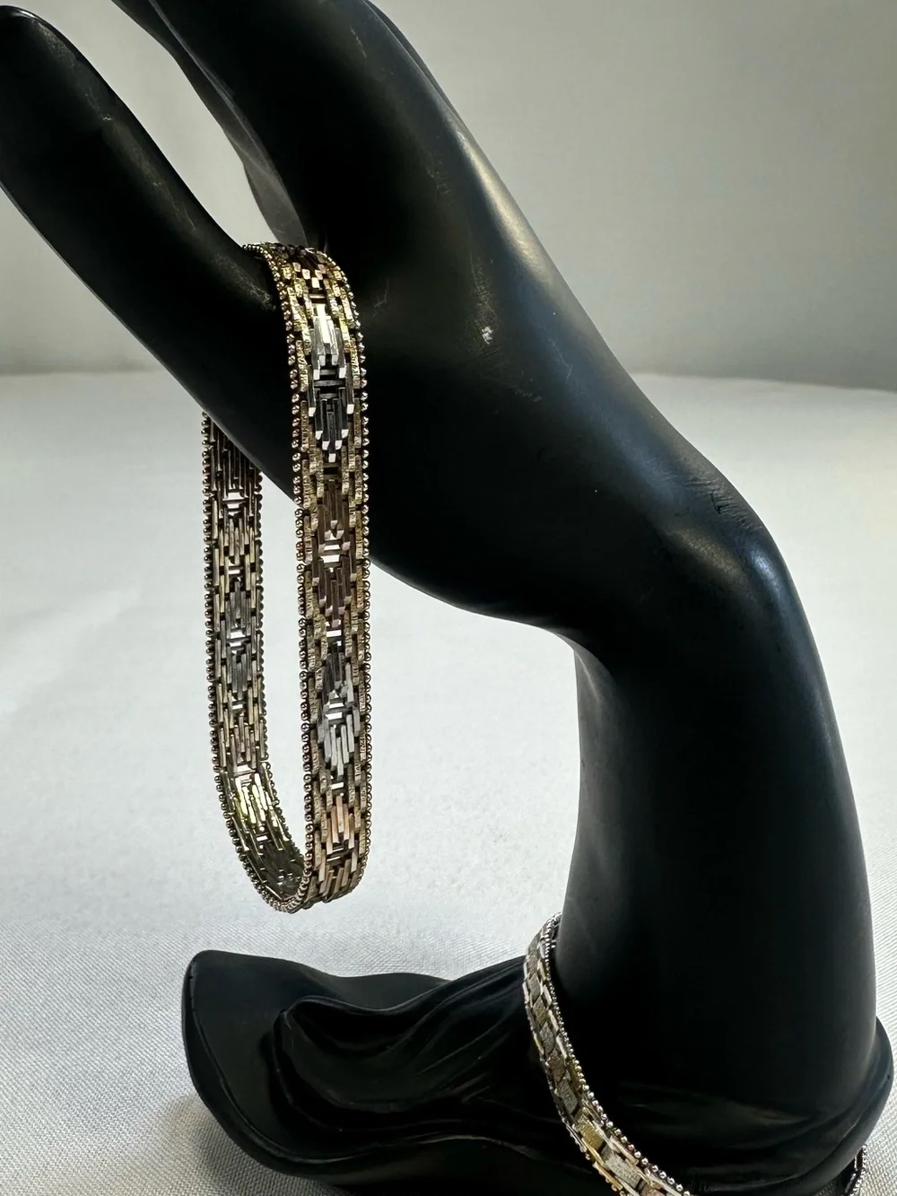 Vtg MILOR Riccio Italy 925 Sterling Silver Tri-Color Woven Link Bracelet 18g